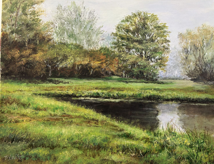 Lush Green Landscape Painting