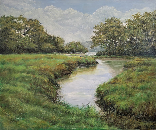 Lush Green Landscape Painting