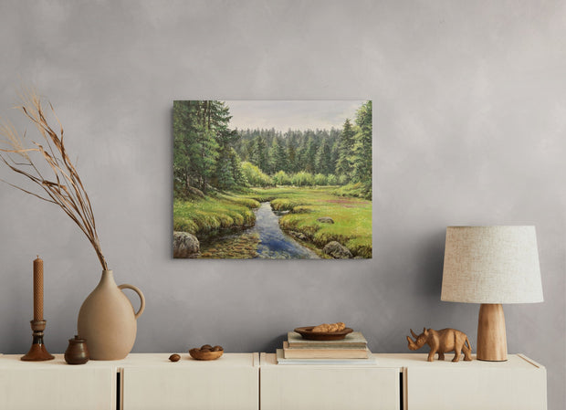 Pine Forest Stream Painting